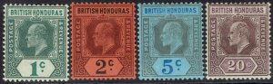 BRITISH HONDURAS 1902 KEVII 1C - 20C WMK CROWN CA