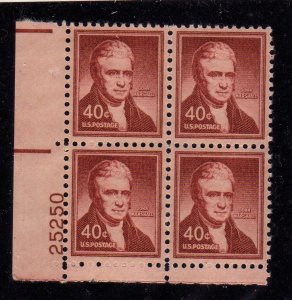 1050 40c John Marshall 25250 LL Plate Block