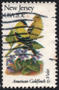 SC#1982A 20¢ State Birds & Flowers: New Jersey; Perf 11¼ x 11 (1982) Used