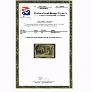 EXCELLENT GENUINE SCOTT #237 F-VF USED 1893 10¢ COLUMBIAN EXPO ISSUE PSE CERT