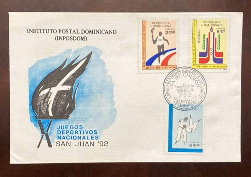 D)1992, DOMINICAN REPUBLIC, FIRST DAY COVER, ISSUE X NATIONAL SPORTS GAMES, SA