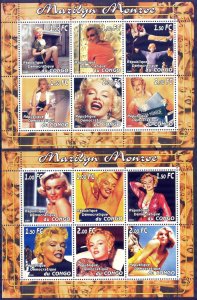 Congo 2001 Cinema Actress Marilyn Monroe 2 Sheet MNH Private