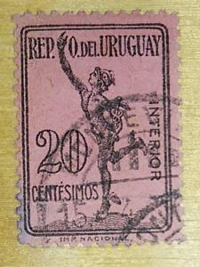 Uruguay 1926 Parcel Post Stamp #Q23 20c Used Postmarked.