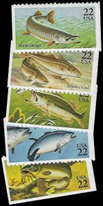 PCBstamps   US #2205-2209 Bk Sgls $1.10(5x22c)Fish, MNH, (2)