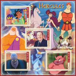 Stamps.Cartoons,Disney.Hercules 2021 year 1+1 sheets perf Ghana