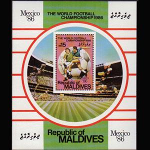 MALDIVES 1986 - Scott# 1180 S/S W.Cup Soccer LH