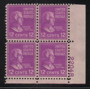 1938 Zachary Taylor Prexy 12c Sc 817 MNH OG 22048 LR eye plate block (13