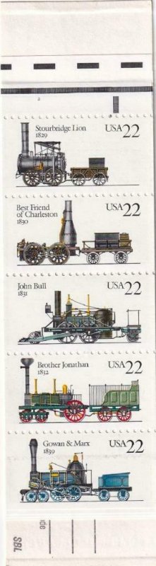 22c Steam Locomotives Booklet, Sc #2366/BK 163, MNH (10016)