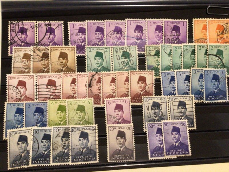 Indonesia  Republic President Sukarno 1950’s used stamps for collecting A9954