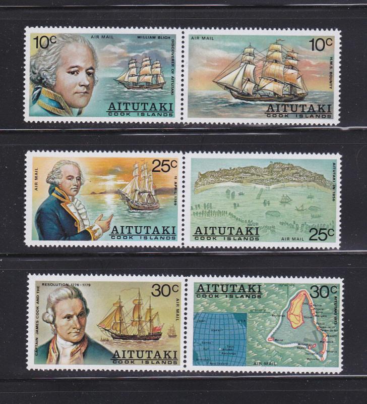 Aitutaki C2a, C4a, C6a Set MNH Captain William Bligh (A)