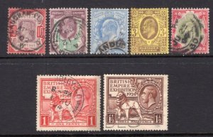 GB 1887-1924 Group of 7 Better Used Stamps CV$160