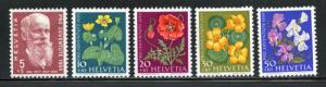 Switzerland - Scott #B287-B291, Flowers, Unused, Cat. $5.50