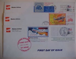 US FDC  WESTERN AIRLINES DENVER MR 15, 1982, MY 3 NOV. 22 , 3 FDC