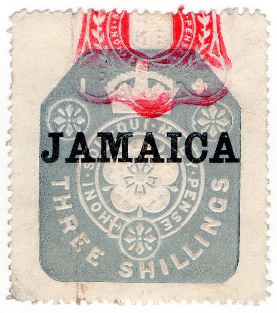 (I.B) Jamaica Revenue : Duty Stamp 3/- (die I)