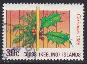 Cocos Islands # 155, Coconut Palm & Holly, used