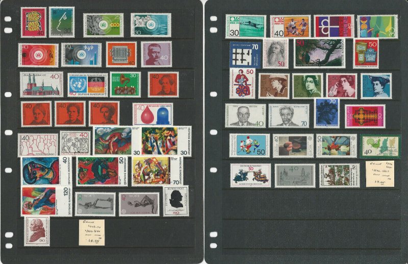 Germany Stamp Collection on 18 Stock Pages, 1966-1990 Mint NH Sets, JFZ