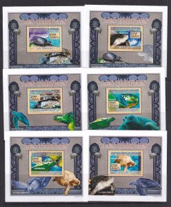 Guinea 2009 Fish Turtles 6 S/Sheets Deluxe Edition MNH