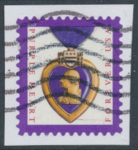 USA Sc# 5419  Used SA on piece  Purple Heart 2019 see details / scan