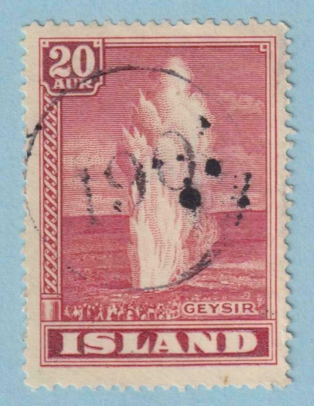 ICELAND - NUMERAL CANCELLATION 190 ON 20 AUR GEYSER  - NO FAULTS VERY FINE!