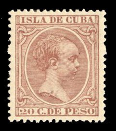 Cuba #152 Cat$20, 1894 20c red brown, hinged