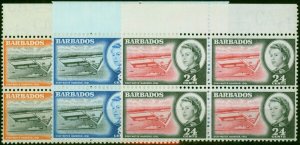 Barbados 1961 Deep Water Harbour Set of 3 SG306-308 V.F MNH Blocks of 4