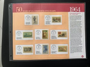 1964 50 YEARS OF U.S. COMMEMORATIVE STAMP Albums Panel of stamps