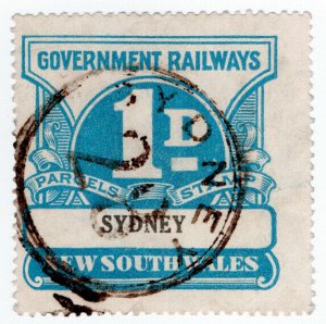 (I.B) Australia - NSW Railways : Parcel Stamp 1d (Sydney)