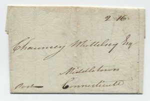 1782 Boston MA early confederation 2.16 rate cover to CT [45.31]