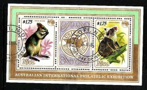 Niue-Sc#445- id5-used sheet-Animals-Kangaroos-Koala Bears-1984-