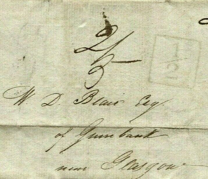 JAMAICA Cover 1833 Mount Zion ALBINO*GOSHEN* Transatlantic Scots ADD HALF MS2333