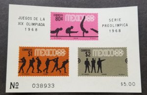 *FREE SHIP Mexico Summer Olympic Games 1968 Sport Boxing Shoot (ms) MNH *imperf