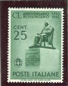 ITALY; 1942 early Rossiniano issue Mint hinged 25c. value