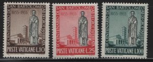 VATICAN CITY, 200-202, SET(3), HINGED, 1955, ST. BARTHOLOMEW & CHURCH