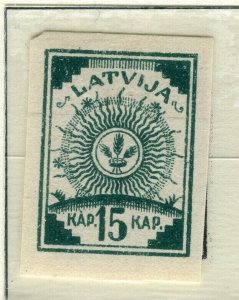 LATVIA; 1919 early classic Imperf local issue fine Mint hinged 15k. value