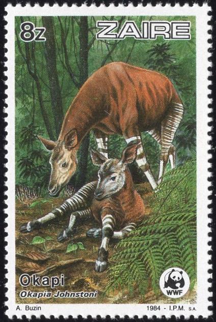 Zaire 1170 - Mint-NH - 8z Okapi, Mother / Young (WWF) (1984) (cv $3.75)