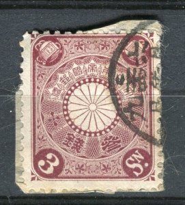 JAPAN; 1900 early Chrysanthemum series used 3s. value Postmark