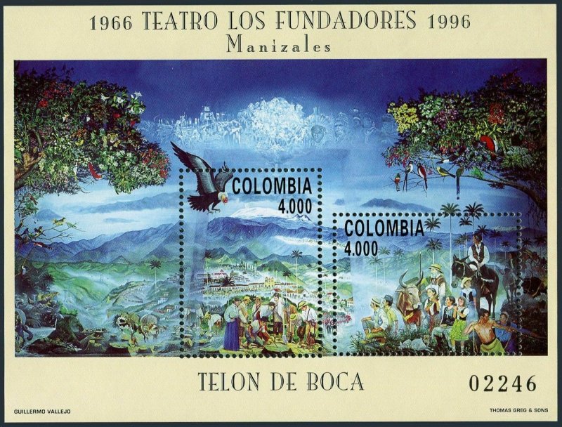 Colombia 1126 sheet,MNH.Michel 2034-2035 Bl.51. PHILEXFRANCE-1996.Eagle.