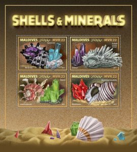 MALDIVES - 2017 - Shells & Minerals - Perf 4v Sheet - Mint Never Hinged