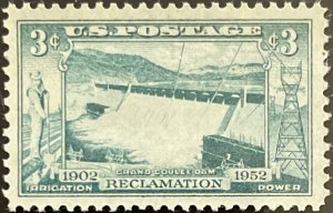 Scott #1009 1952 3¢ Grand Coulee Dam MNH OG VF