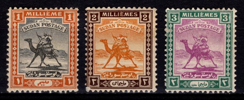 Sudan 1921 Arab Postman definitives, Part Set 1m-3m [Unused]