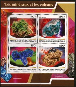 CENTRAL AFRICA  2017 MINERALS AND  VOLCANOES SHEET MINT NH