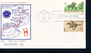 US Sc# 1478 FDC Combo Post Rider Horse Map Bazaar
