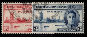 BRITISH SOLOMON ISLANDS GVI SG73-74, 1946 VICTORY set, FINE USED.