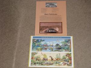US-Souvenir Pages-FDC`s-The World of Dinosaurs & Mars Pathfinder