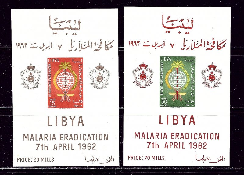 Libya 218a-19a MNH 1962 Anti-Malaria Campaign imperf souvenir sheets