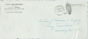 US  1939 USS Arizona official mail cover. WWII Pearl Harbor US Navy battleship cover. 1939 Sep 22 USS Arizona official mail to N