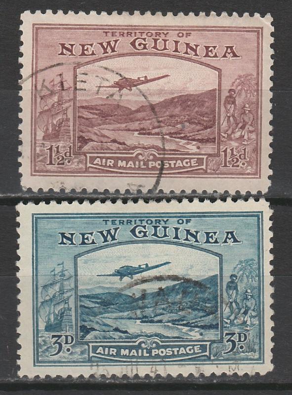 NEW GUINEA 1939 BULOLO AIRMAIL 11/2D AND 3D USED