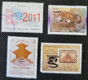 Nepal, 2010, remnant set of yr. issues, #842,828-29,845,used, SCV$2.10