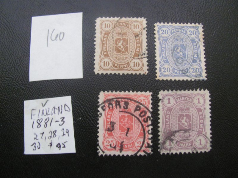 FINLAND 1881-3 USED SC 27-30  VF $95   (160)