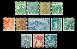 JAPAN  1948-49  VOCATIONAL / Professions - Wmk set -  Sk# 312-333 mint MH